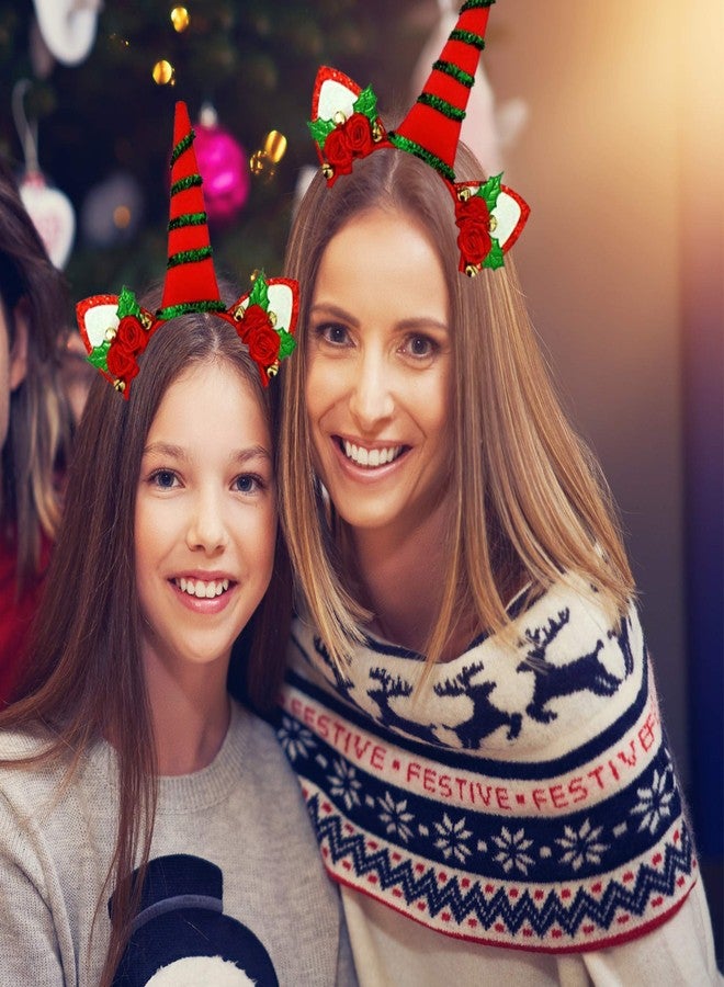 نيدزو طوق رأس يونيكورن من نيدزو لعيد الميلاد مع أجراس، إكسسوار احتفالي لحفلات الرنة، أحمر وأخضر، مقاس واحد يناسب معظم الأحجام - Image 3